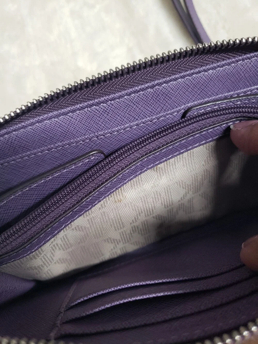 Michael Kors Purple Quilted Zip-Around Wristlet Wallet